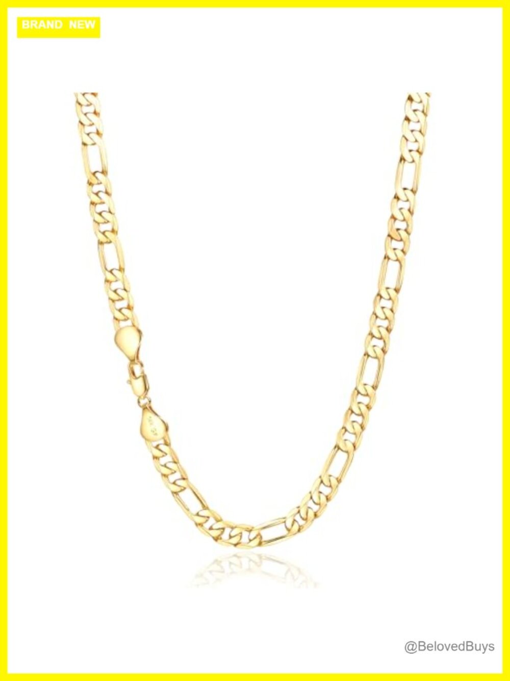 14K Gold Figaro Link Chain Necklace Unisex Minimalist Gift